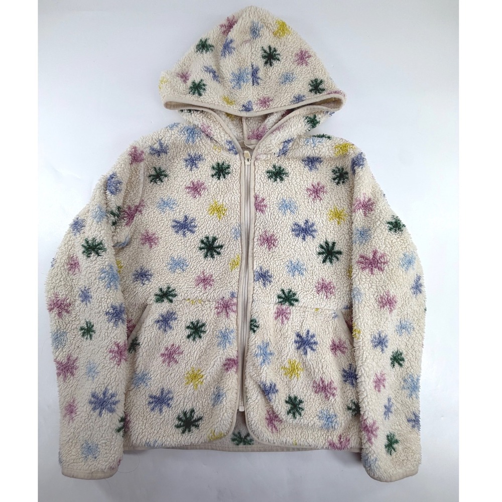 Hanna Andersson Kids Sherpa Fleece Hoodie Snowflake Cream Multi Size 8 130cm